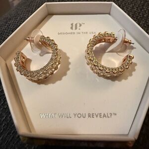 Rose Gold Hoop Earrings with Crystal Accents
